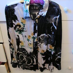 Sitewide sale  Chicos Multi colored button down top  silky  Size 1